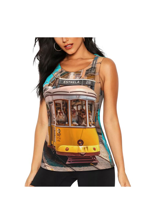 Modern Urban Monkey for Women's Workout Tank Top Sleeveless Workout Tops Athletic Gym Shirts-Large
