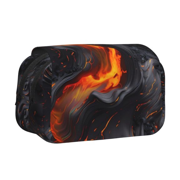 Hirioo Molten Lava Abstract Flow for Large Grid Mesh Pencil Case with Zipper Stationery Organizer Case