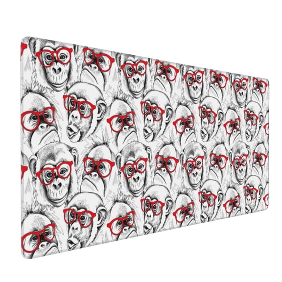 Hirioo Monkey for Mouse Pad ,Anti-Slip Base, Durable Stitched Edges, Perfect for Gaming, Office, and Home Use,16x35.5in