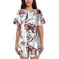 thumbnail image 1 of Hirioo Monkey for Women's 2 Piece Short-Sleeved Pajama PJ Sets for Women Shorts with Pockets Womens Lounge Set-Medium, 1 of 6