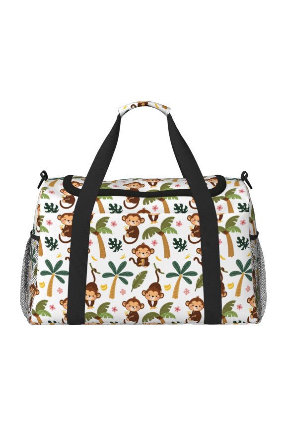 Monkeys Swinging from Palms Hand Travel Bag for Men Women,Durable and Spacious Travel Bag with Multiple Pockets for Work, Travel, Weekend Getaways