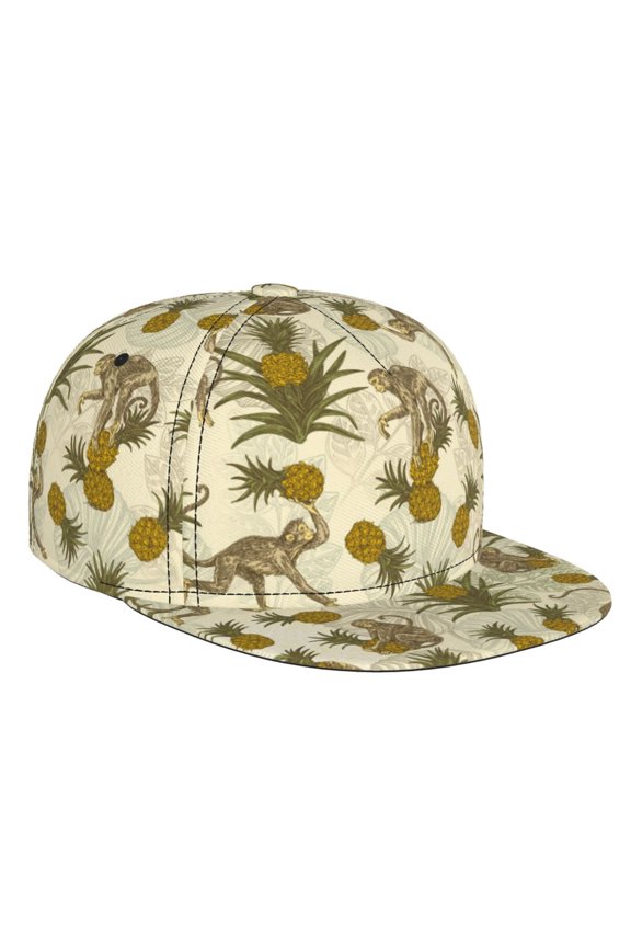 Monkeys and Pinealpples for Baseball Cap Men Cap Flat Brim for Men Women Teens Adjustable Baseball Cap