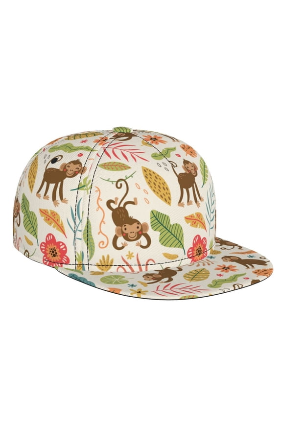 Monkeys in the Jungle for Baseball Cap Men Cap Flat Brim for Men Women Teens Adjustable Baseball Cap