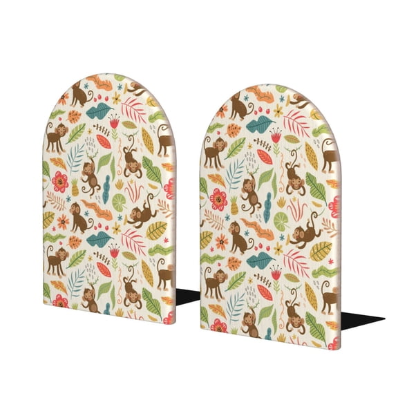 Hirioo Monkeys in the Jungle for Bookends Decorative Bookends for Shelves for Home or Office, Non-Slip Base