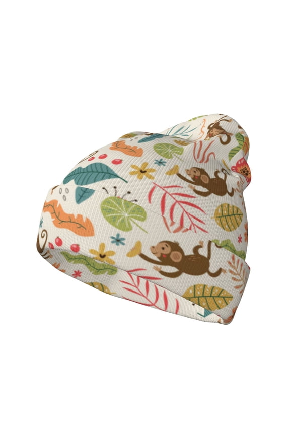 Monkeys in the Jungle for Men's Knit Cuffed Beanie for Outdoor Activities Unisex