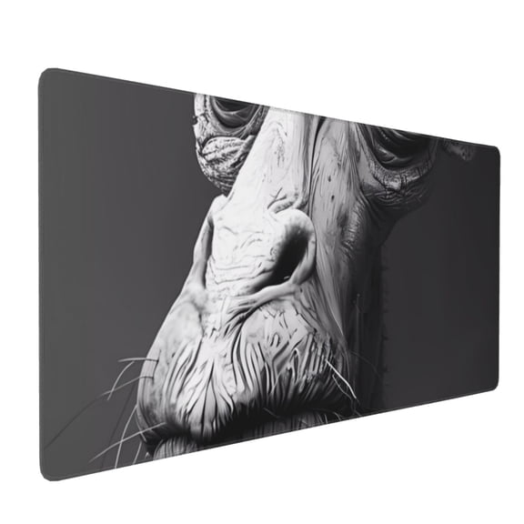 Hirioo Monochrome Giraffe Expression for Mouse Pad ,Anti-Slip Base, Durable Stitched Edges, Perfect for Gaming, Office, and Home Use,16x35.5in