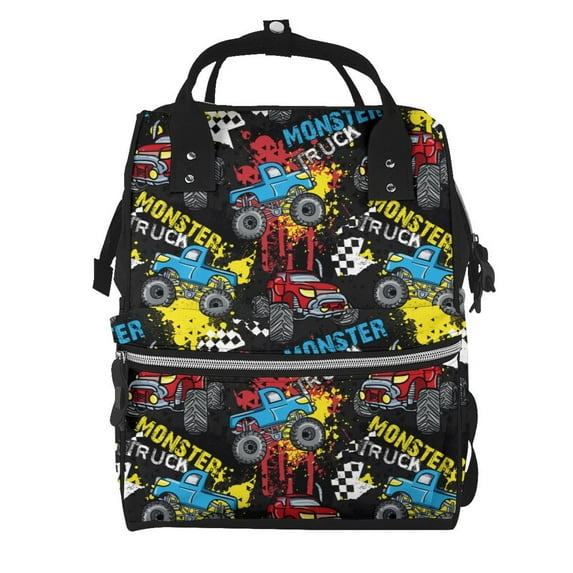 Hirioo Monster Car for Mummy Diaper Bag Backpack Diaper Bag Backpack for Moms and Dads Unisex Shoulder Bags Travel Hiking Outdoor Pack