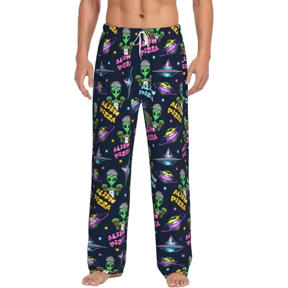 Hirioo Monster Pizza for Men's PJ Pajama Pants Sleep Pants Men's Home Trousers with Pockets,S-3XL-Small