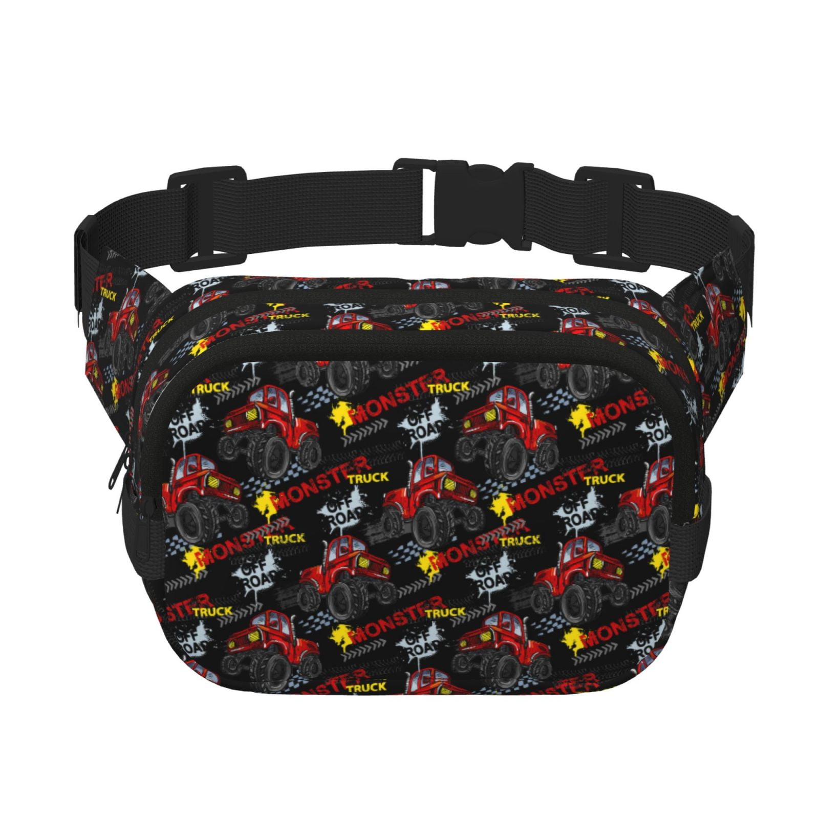 Hirioo Monster Truck for Double Layer Waist Bag Adjustable Fanny Pack For Travel Running Hiking