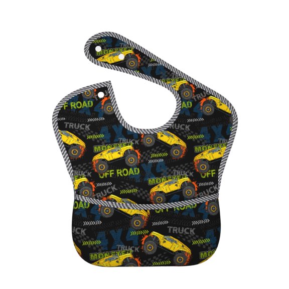 Hirioo Monster Truck1 for Baby Waterproof Pocket Bib Adjustable Closed for Babies Toddlers with Large Pocket 6-24Months