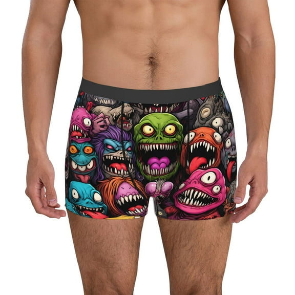 Hirioo Monstrous Cartoon Characters for Men's Boxer Briefs Men Cotton Underwear Boxer Briefs Panties-Small