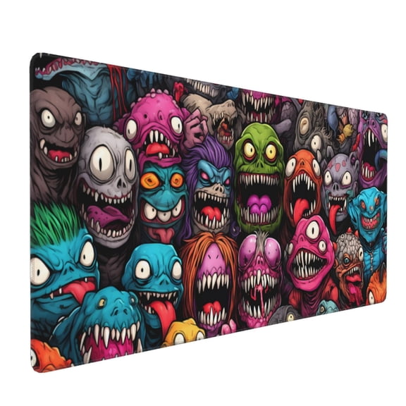 Hirioo Monstrous Cartoon Characters for Mouse Pad ,Anti-Slip Base, Durable Stitched Edges, Perfect for Gaming, Office, and Home Use,16x35.5in