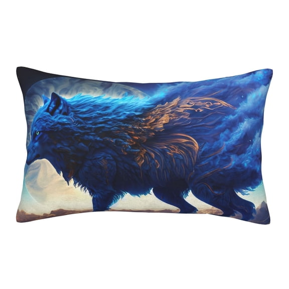 Hirioo Moonlit Blue Wolf for Plush Pillow Cover for Bedroom and Living Room ,Elegant, Comfortable Home Decor-14"x20"