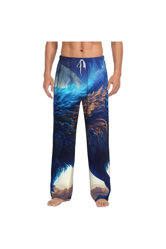 Moonlit Blue Wolf for Women's PJ Pajama Pants Sleep Pants Women's Home Trousers with Pockets,S-3XL-Medium
