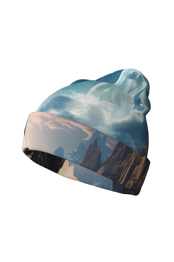 Moonlit Sea Sailboat for Men's Knit Cuffed Beanie for Outdoor Activities Unisex