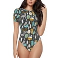 thumbnail image 1 of Hirioo Moose Squirrel owls tree for Women's Round Neck Short-sleeved Onesie Basic Bodysuits-Small, 1 of 7
