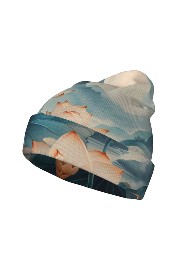 Mountain Lotus Serenity for Men's Knit Cuffed Beanie for Outdoor Activities Unisex