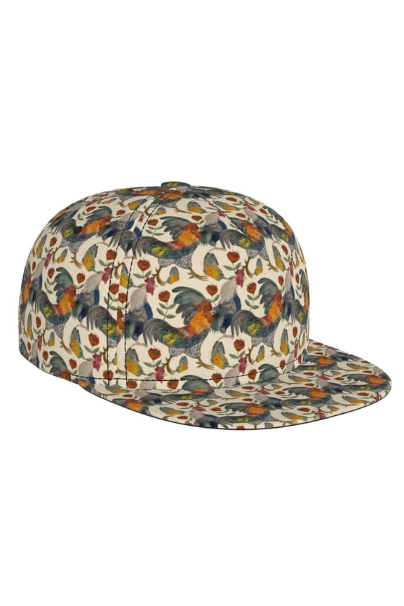 Multi-Colored Roosters for Baseball Cap Men Cap Flat Brim for Men Women Teens Adjustable Baseball Cap