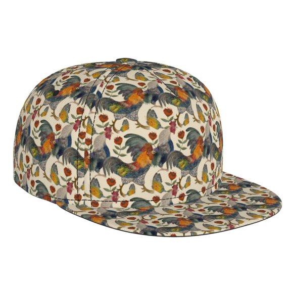 Hirioo Multi-Colored Roosters for Baseball Cap Men Cap Flat Brim for Men Women Teens Adjustable Baseball Cap