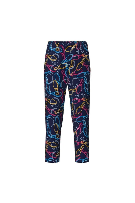 Multicolor Bowling for Teenagers' Pajama Pants Womens Lounge Pants with Pockets Pj Bottoms Pants for Men-Small