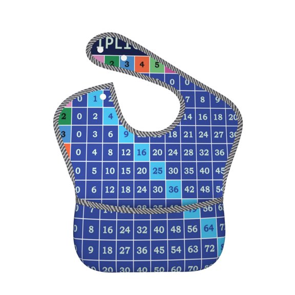Hirioo Multiplication Table for Baby Waterproof Pocket Bib Adjustable Closed for Babies Toddlers with Large Pocket 6-24Months