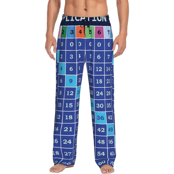 Hirioo Multiplication Table for Men's PJ Pajama Pants Sleep Pants Men's Home Trousers with Pockets,S-3XL-Small