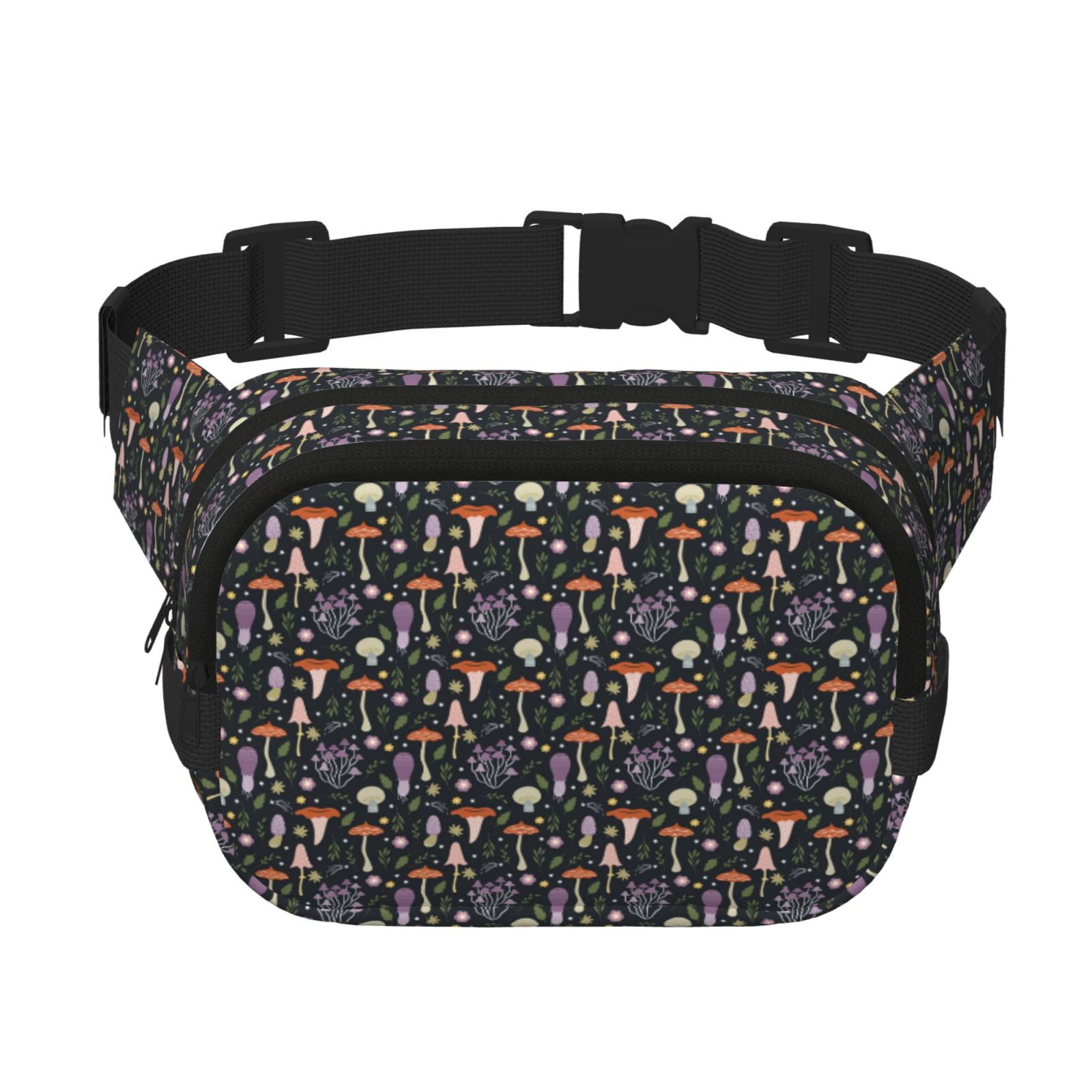 Hirioo Mushroom for Double Layer Waist Bag Adjustable Fanny Pack For Travel Running Hiking