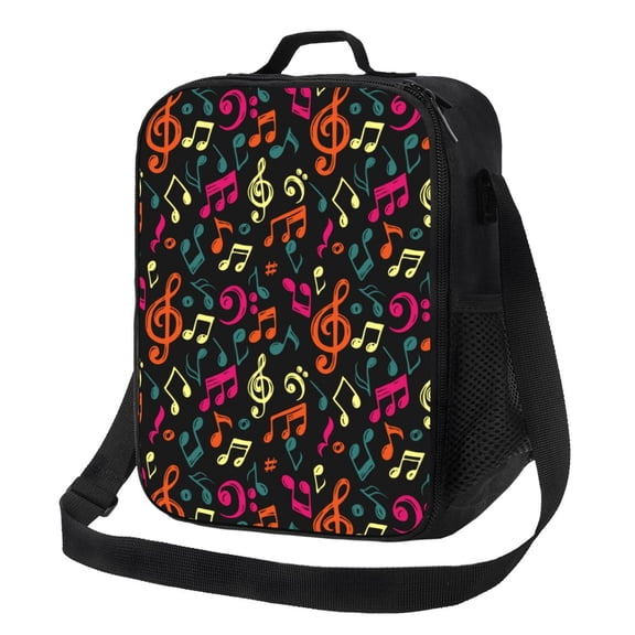 Hirioo Music Notes for Insulated Lunch Bag with Adjustable Shoulder Strap for Work, School, Travel and Picnics, Leakproof and Eco-Friendly