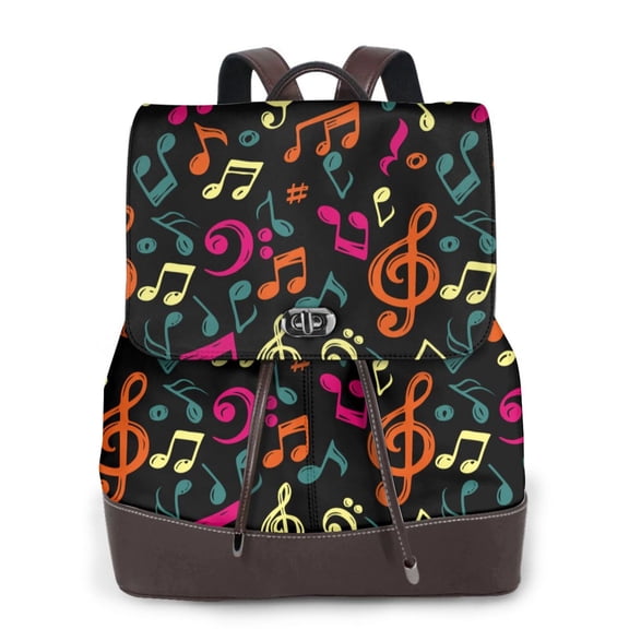 Hirioo Music Notes for Womens Backpack Leather Backpack for Women Travel Fashion Bags,Perfect for Work, School, or Casual Outings