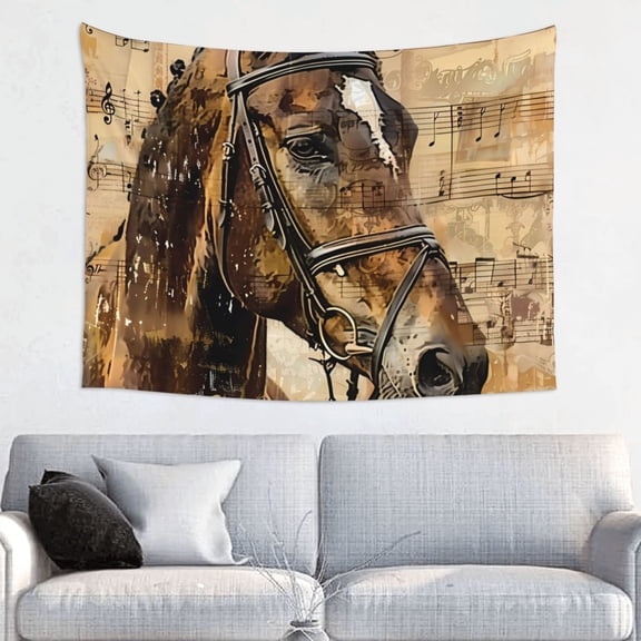 Hirioo Musical Horse Vintage Collage Print Tapestry Lightweight Fabric for Bedroom Aesthetic Home Wall Dorm Dcor Living Room Decor 29x37 Inch