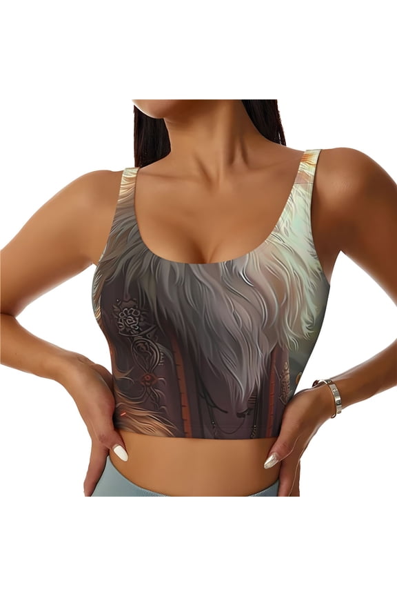 Mystic Fox With Halo for Women's Sports Vest with Full-Print Design, Stretchy Fabric and Removable Pads-X-Large