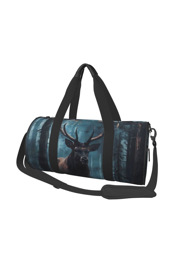 Mystical Forest Elk for Round Large Capacity Travel Luggage Bag Weekend Getaway Bag for Gym Beach Swim Bag Men Women