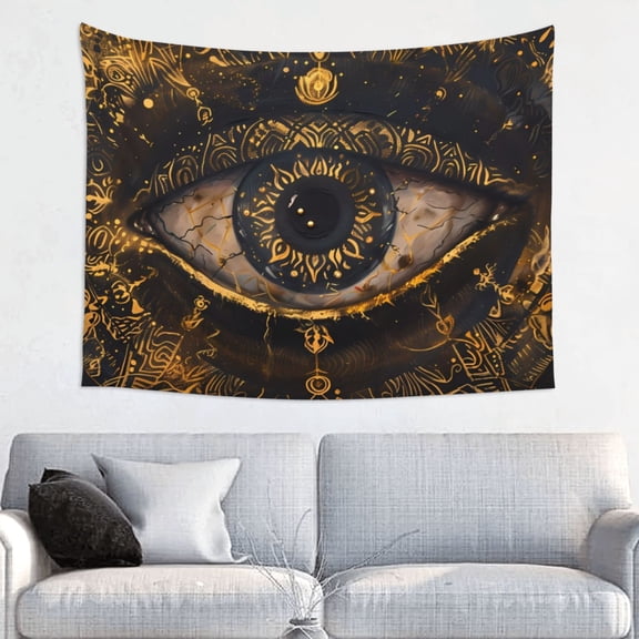 Hirioo Mystical Golden Eye Print Tapestry Lightweight Fabric for Bedroom Aesthetic Home Wall Dorm Dcor Living Room Decor 29x37 Inch
