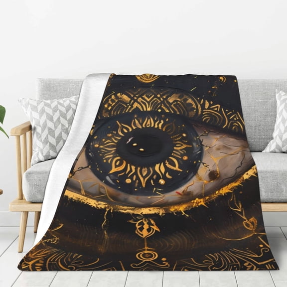 Hirioo Mystical Golden Eye for Flannel Blanket, Cozy and Warm Throw for Bed or Couch ,Perfect for All Seasons-80"x60"