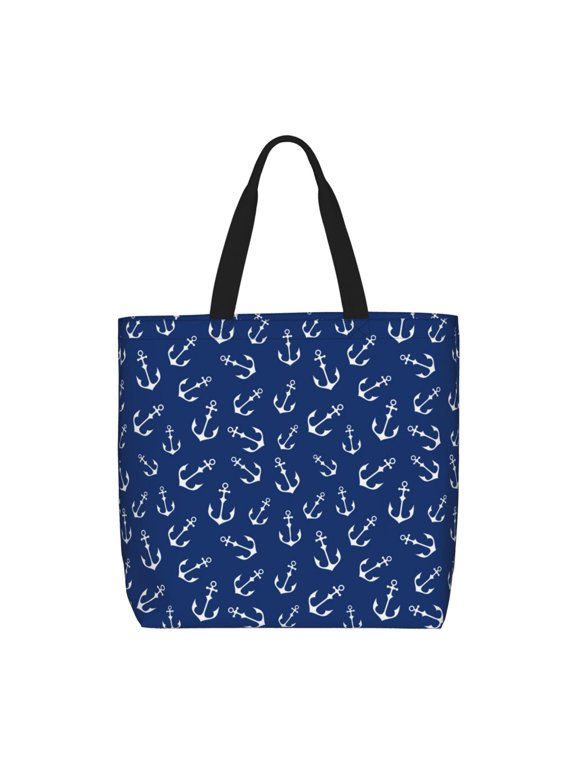 Nautical Anchors for Tote Bag for Women, Quilted Shoulder Bag with Zipper, Large Capacity Handbags for Casual, Travel, Work