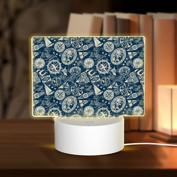 Hirioo Nautical Style for Rectangular Acrylic with Night Light Best Gifts for Lover Girl Mom, Valentine's Day Anniversary Birthday Wedding Present