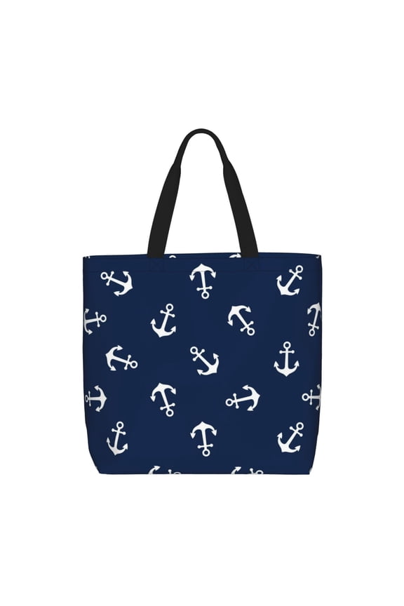 Nautical Themed Simple Anchors for Tote Bag for Women, Quilted Shoulder Bag with Zipper, Large Capacity Handbags for Casual, Travel, Work
