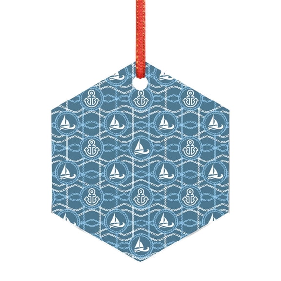 Hirioo Nautical for Acrylic Christmas Pendant Hanging Christmas Tree Ornaments, Car, Home, Office Gift Decor-Hexagon