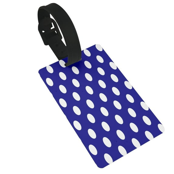 Hirioo Navy And White Polka Dot for Luggage ID Tag with Adjustable Strap Travel Baggage Bag Tags Suitcase Identify Labels for Women Men