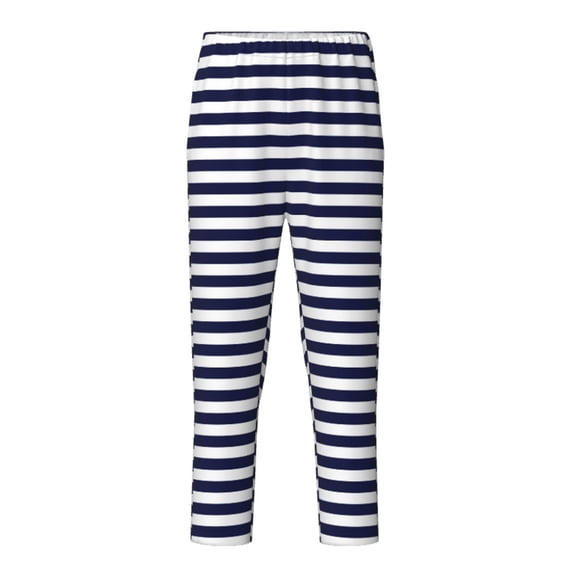 Hirioo Navy Blue And White Stripes for Teenagers' Pajama Pants Womens Lounge Pants with Pockets Pj Bottoms Pants for Men-XS(5-6)