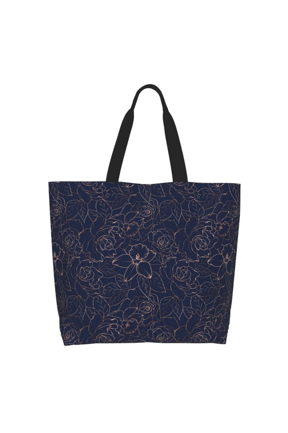 Navy Dark Blue for Single Shoulder Shopping Bag,Eco-Friendly Tote with Large,Perfect for Groceries, Travel, and Daily Use