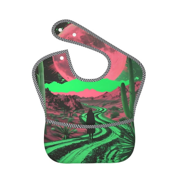 Hirioo Neon Desert Moon for Baby Waterproof Pocket Bib Adjustable Closed for Babies Toddlers with Large Pocket 6-24Months