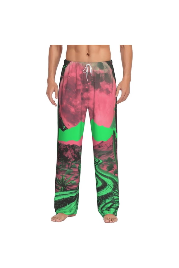 Neon Desert Moon for Men's PJ Pajama Pants Sleep Pants Men's Home Trousers with Pockets,S-3XL-Large