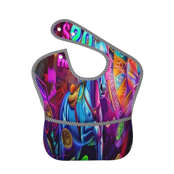 Hirioo Neon Free Play for Baby Waterproof Pocket Bib Adjustable Closed for Babies Toddlers with Large Pocket 6-24Months