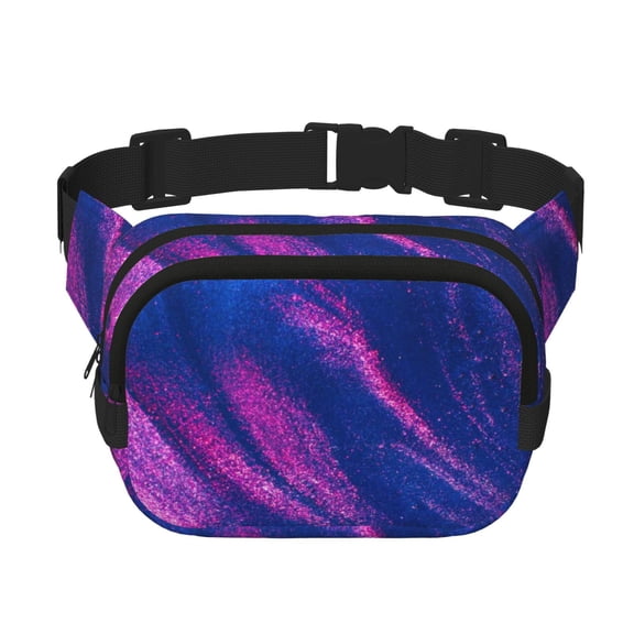 Hirioo Neon Gradient Blue for Double Layer Waist Bag Adjustable Fanny Pack For Travel Running Hiking