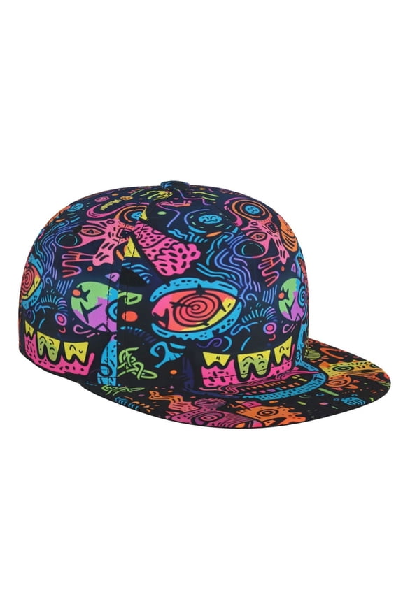 Neon Graffiti Urban Art for Baseball Cap Men Cap Flat Brim for Men Women Teens Adjustable Baseball Cap