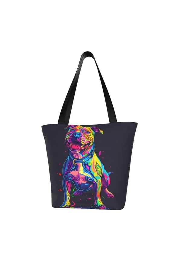 Neon Pop Art Pitbull for Women's Casual Shoulder Tote Bag Handbag For Women Work College Travel Business Shopping