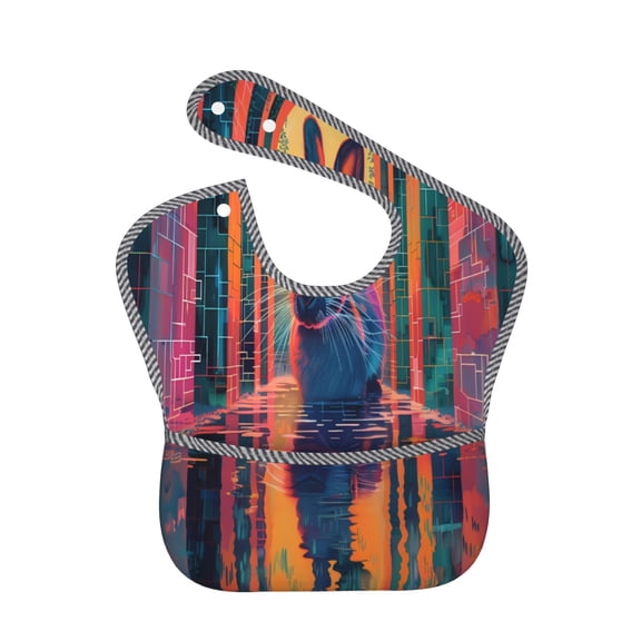 Hirioo Neon Rabbit In Archway for Baby Waterproof Pocket Bib Adjustable Closed for Babies Toddlers with Large Pocket 6-24Months