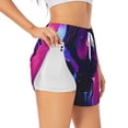 thumbnail image 1 of Hirioo Neon Toy Cat Reflections for Women's Double Layer Athletic Shorts High-Performance Gym Shorts with Inner Pocket, Elastic Waistband-Large, 1 of 7