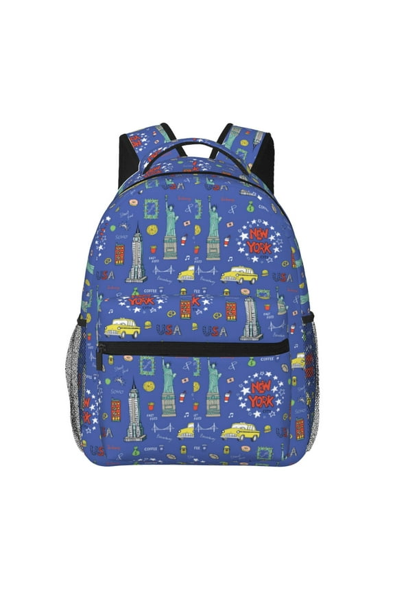 New-York City Print Laptop Backpack Lightweight Casual Travel Daypack for College Workplace Travel